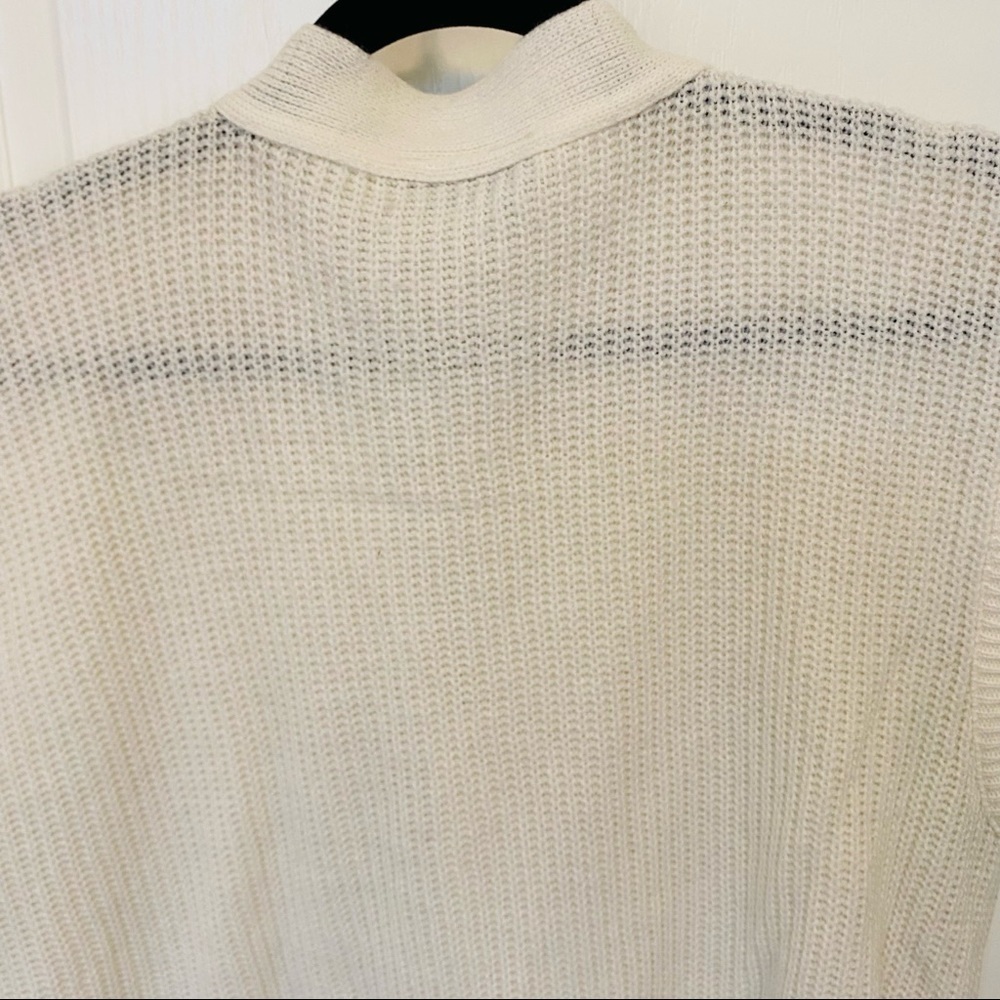 Vintage White Sweater Vest Cardigan Sweater Button Up Size Large - Picture 11 of 13